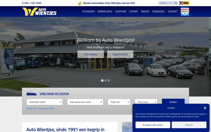 Екранна снимка на autowientjes.nl