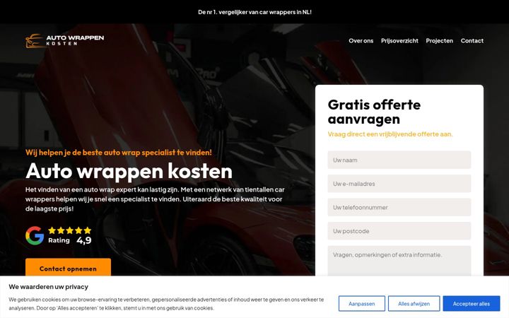 Screenshot of autowrappenkosten.nl