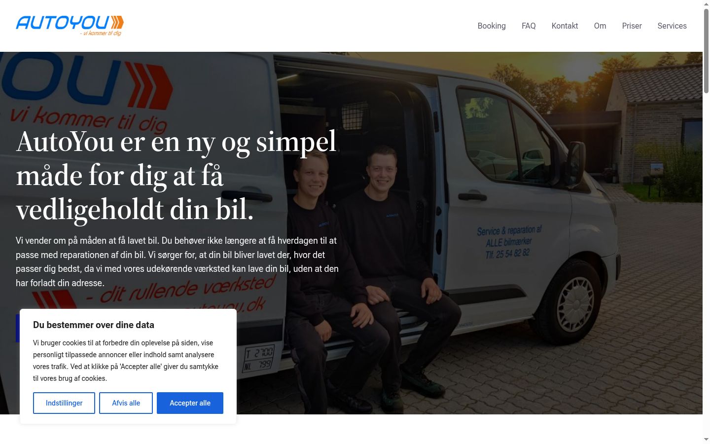 Skærmbillede af samtykkebanneret, som det blev vist før nogen interaktion