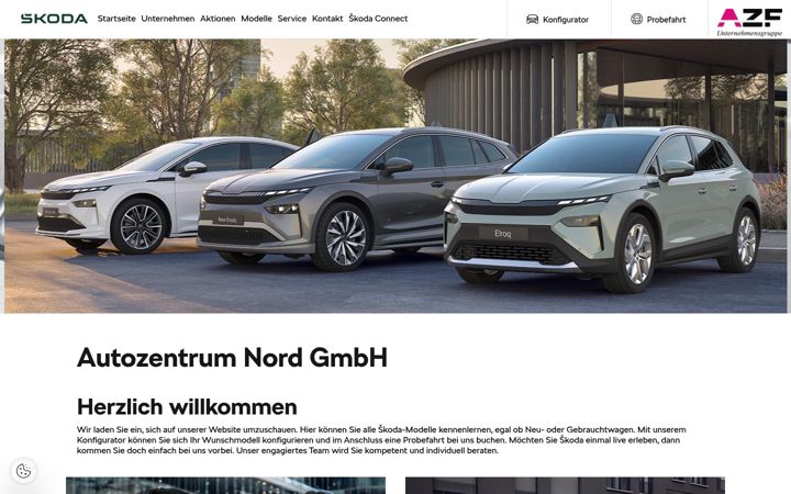 Screenshot of autozentrum-nord.skoda-auto.de