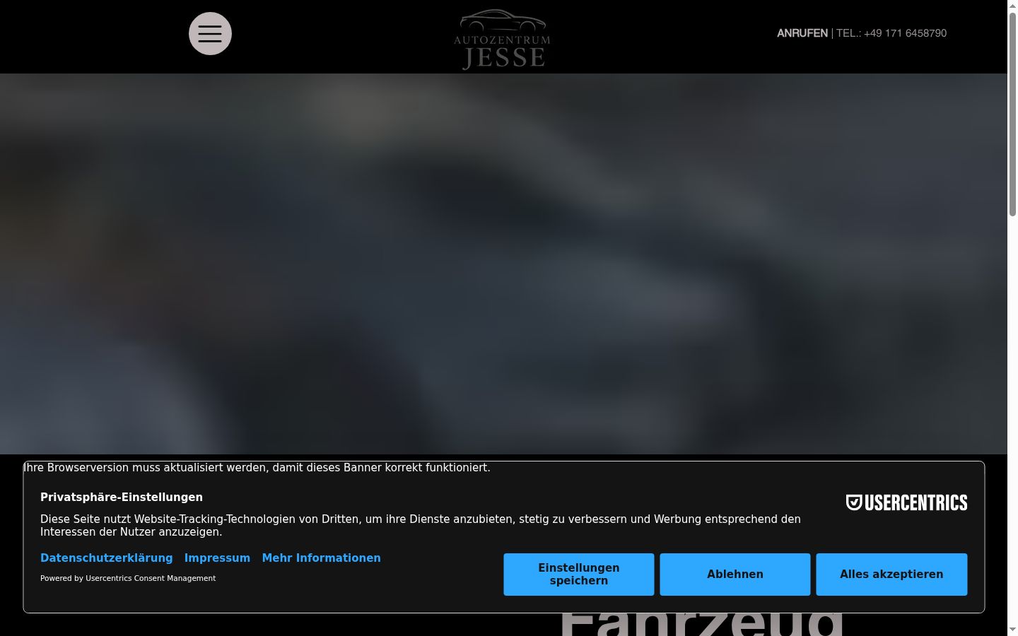 Screenshot des Einwilligungsbanners vor jeglicher Interaktion
