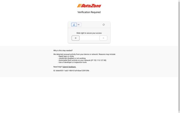 Screenshot of autozone.com