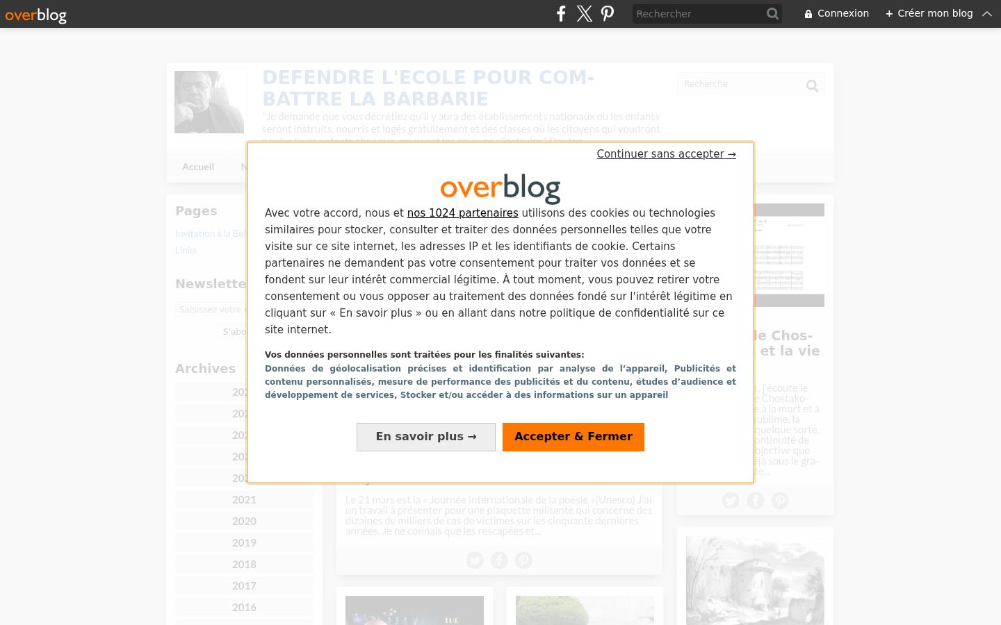 Capture d'écran de la bannière de consentement affichée avant toute interaction