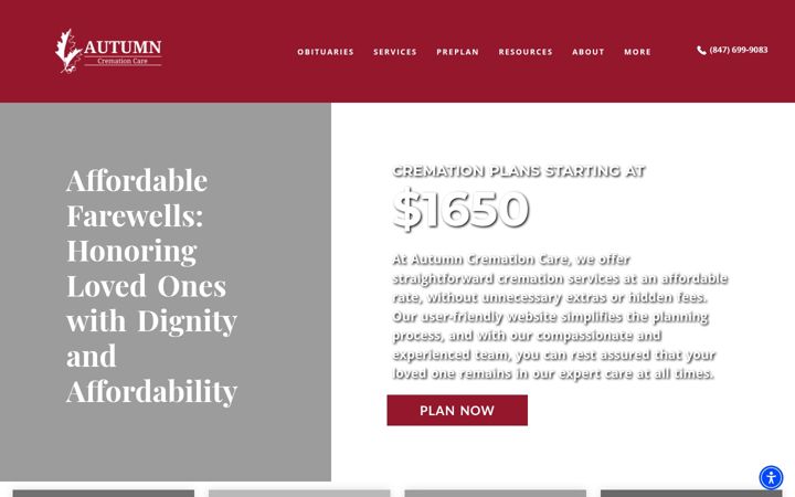 Screenshot of autumncremations.com