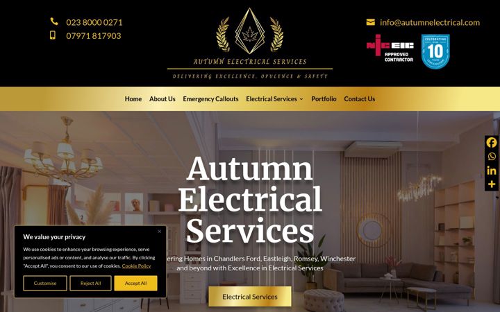 Screenshot of autumnelectrical.com