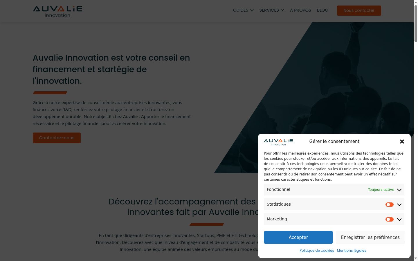 Screenshot of the consent banner shown before any interaction