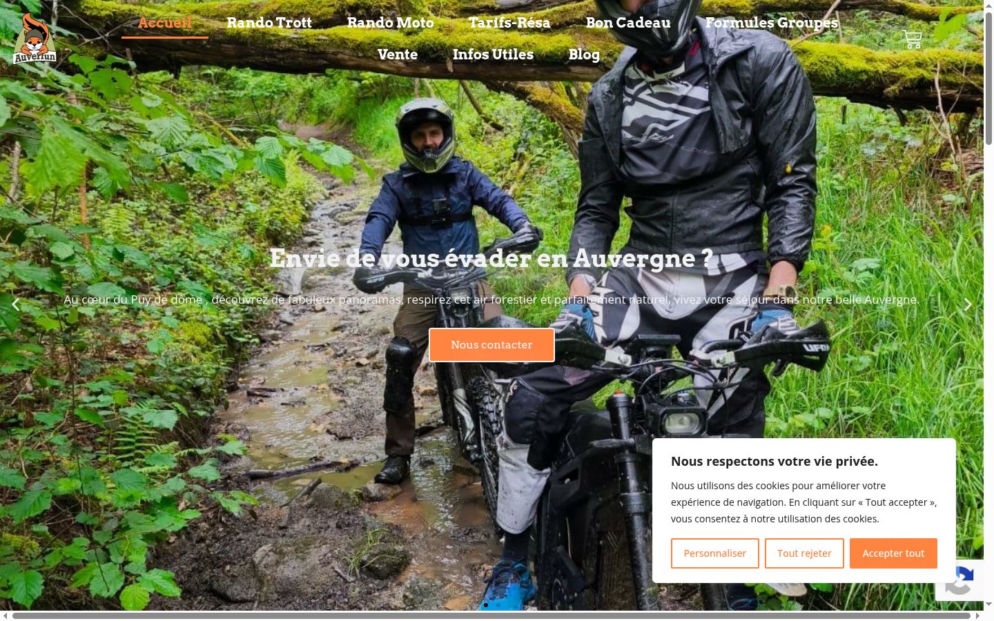 Capture d'écran de la bannière de consentement affichée avant toute interaction