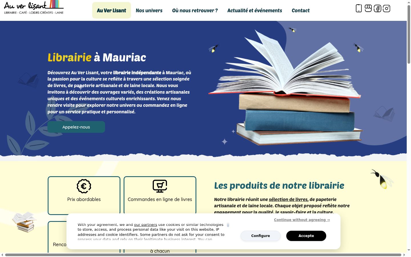 Capture d'écran de la bannière de consentement affichée avant toute interaction