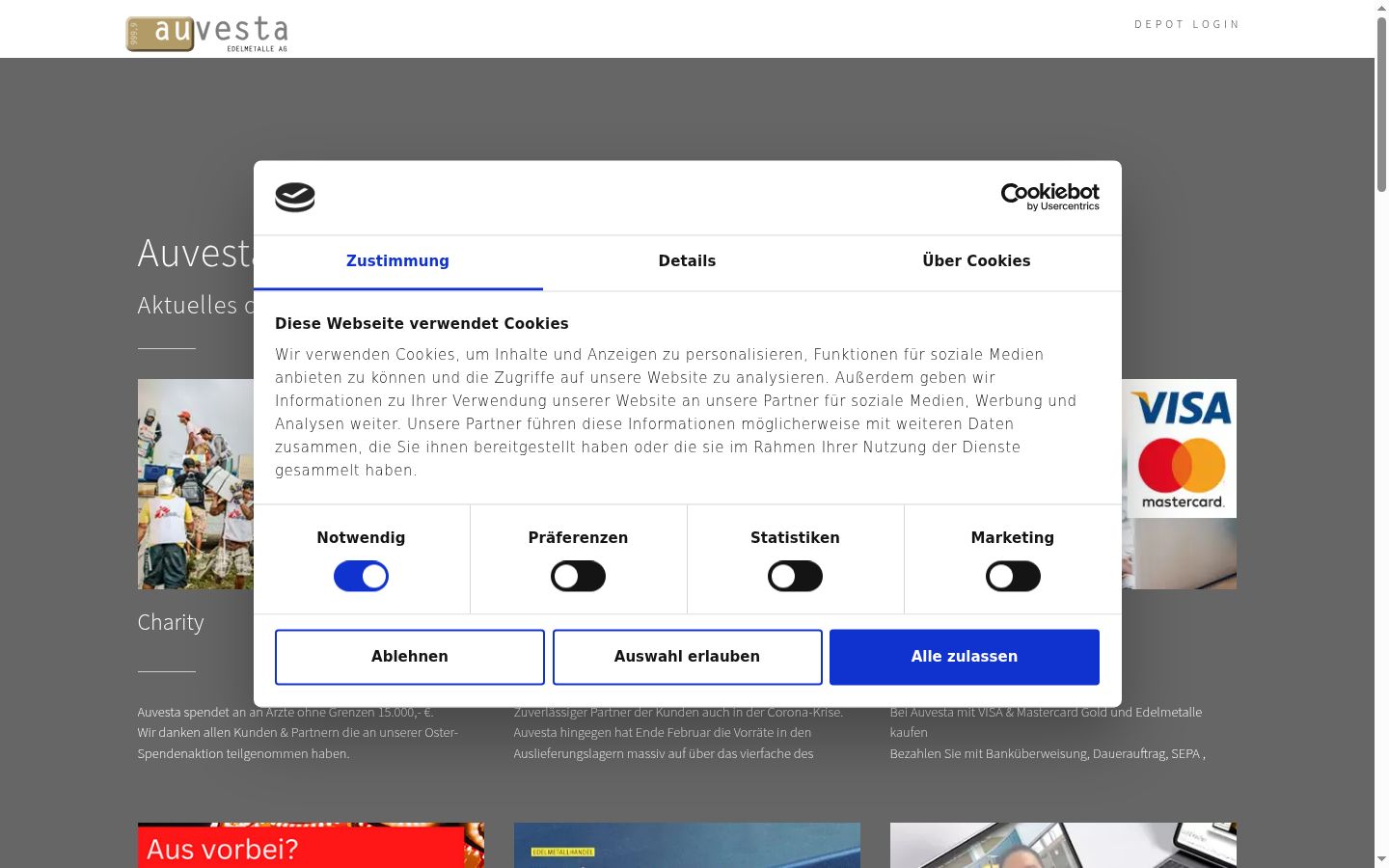 Screenshot of the consent banner shown before any interaction