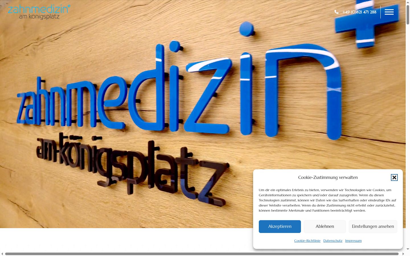 Screenshot des Einwilligungsbanners vor jeglicher Interaktion