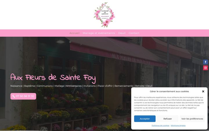 Screenshot of aux-fleurs-de-sainte-foy.fr