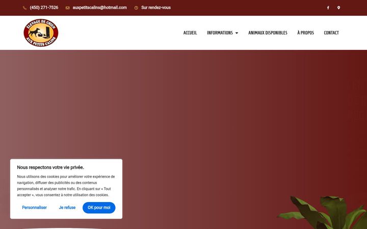 Screenshot of aux-petits-calins.ca