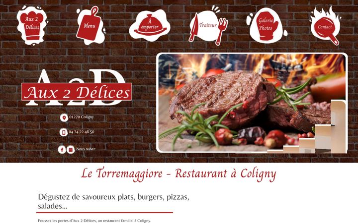 Screenshot of aux2delices-restaurant.fr