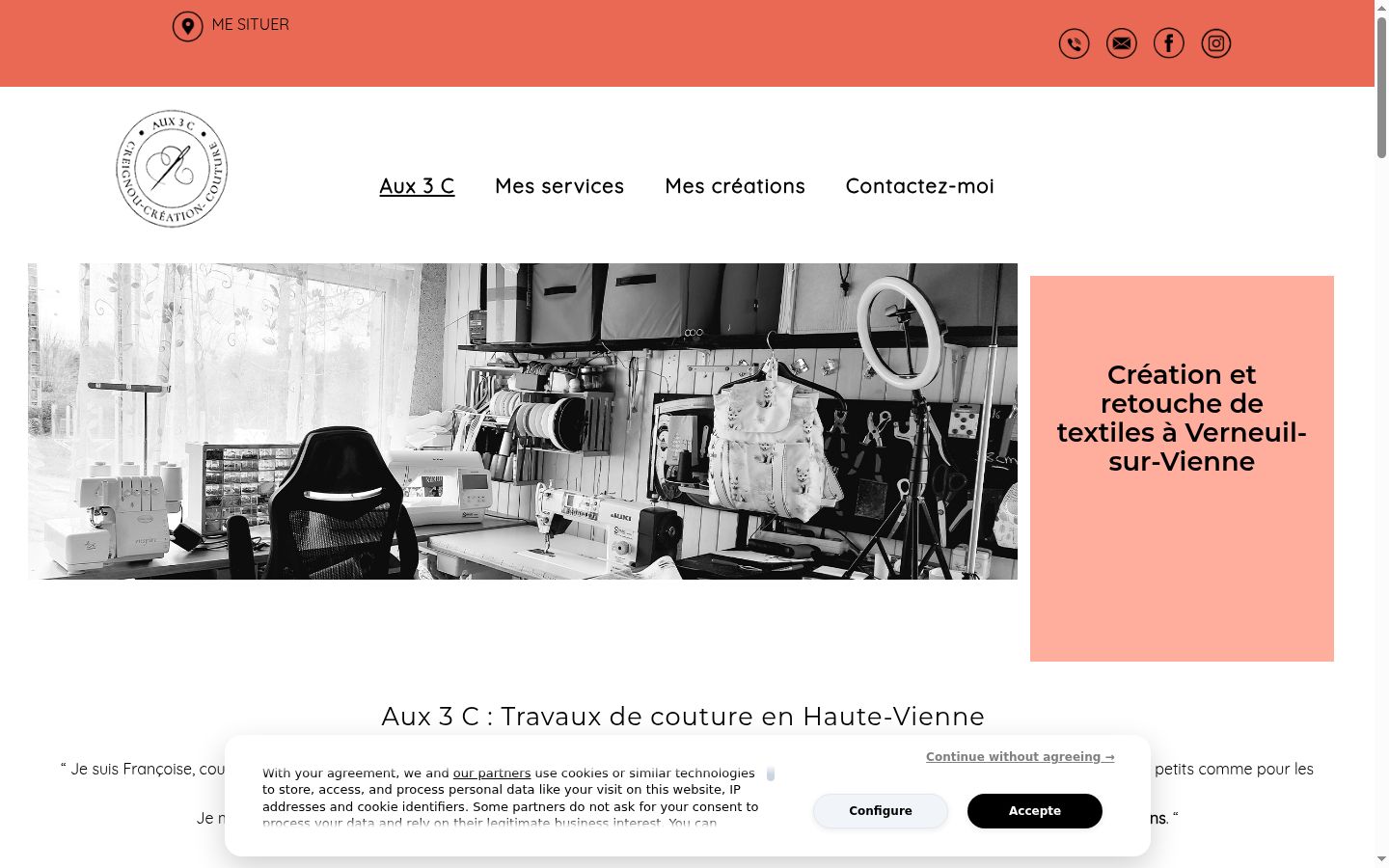 Captura de ecrã do banner de consentimento apresentado antes de qualquer interação