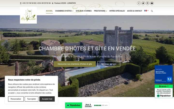 Screenshot of aux4cornes.com