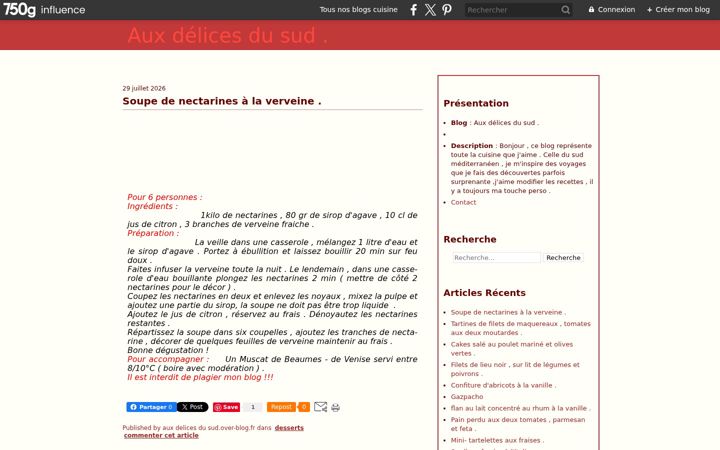 Screenshot of auxdelicesdusud.net