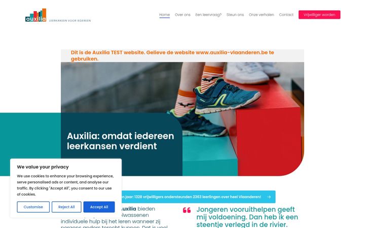 Екранна снимка на auxilia-vlaanderen-test.be