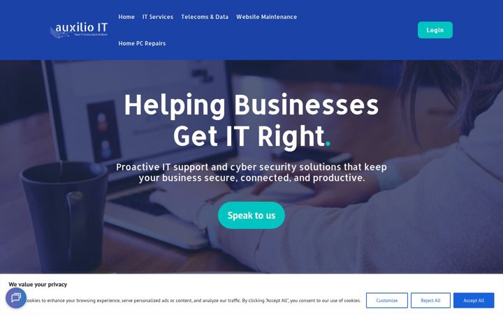 Kuvakaappaus sivustosta auxilio-it.co.uk