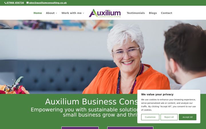 Kuvakaappaus sivustosta auxiliumconsulting.co.uk