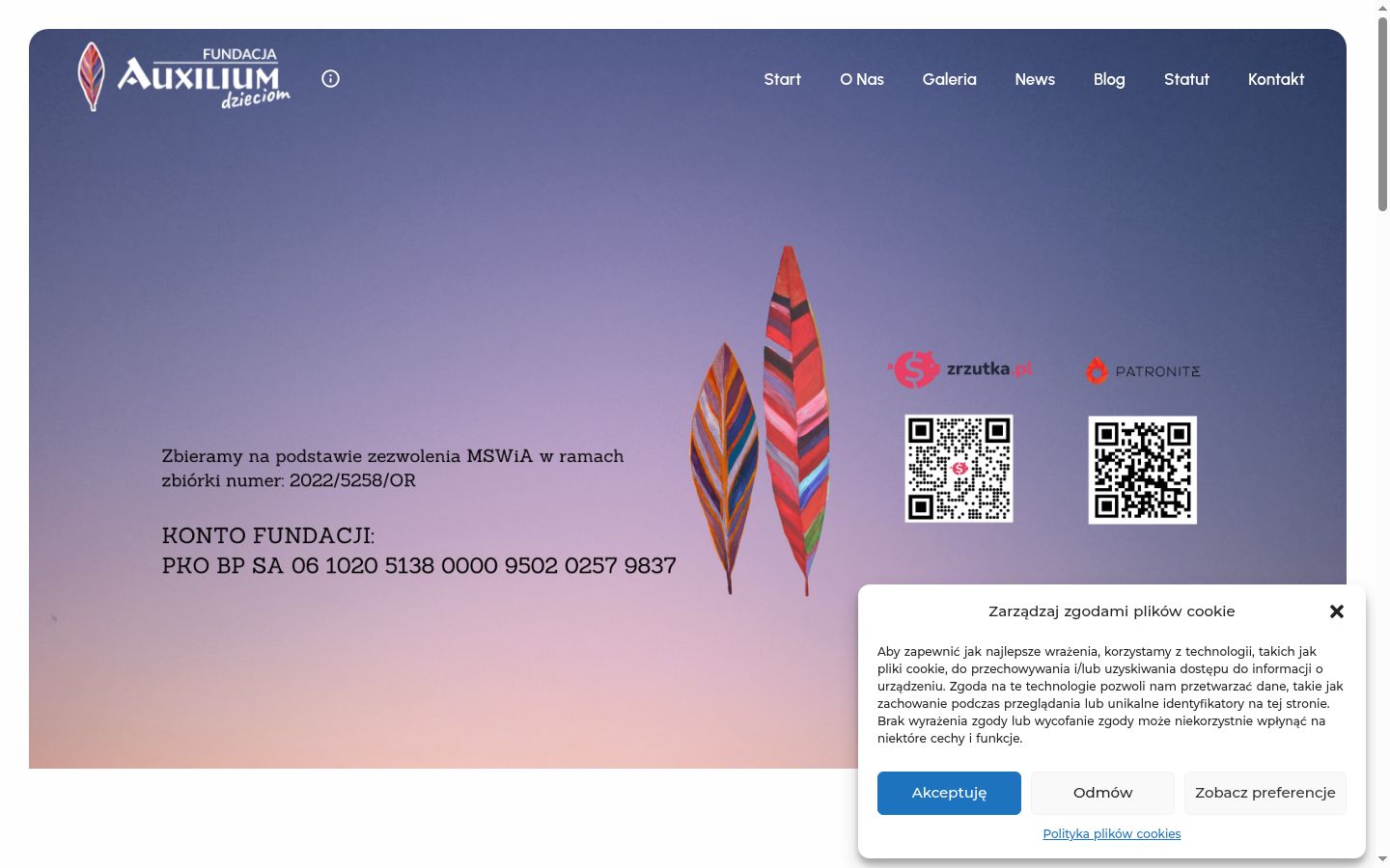 Captura de ecrã do banner de consentimento apresentado antes de qualquer interação