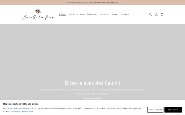 Screenshot of auxmilleetunefleurs.ca