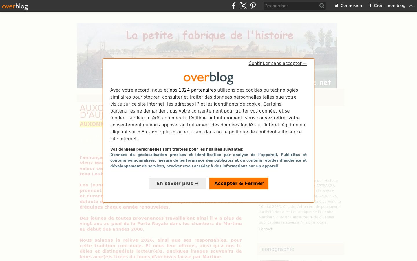 Capture d'écran de la bannière de consentement affichée avant toute interaction