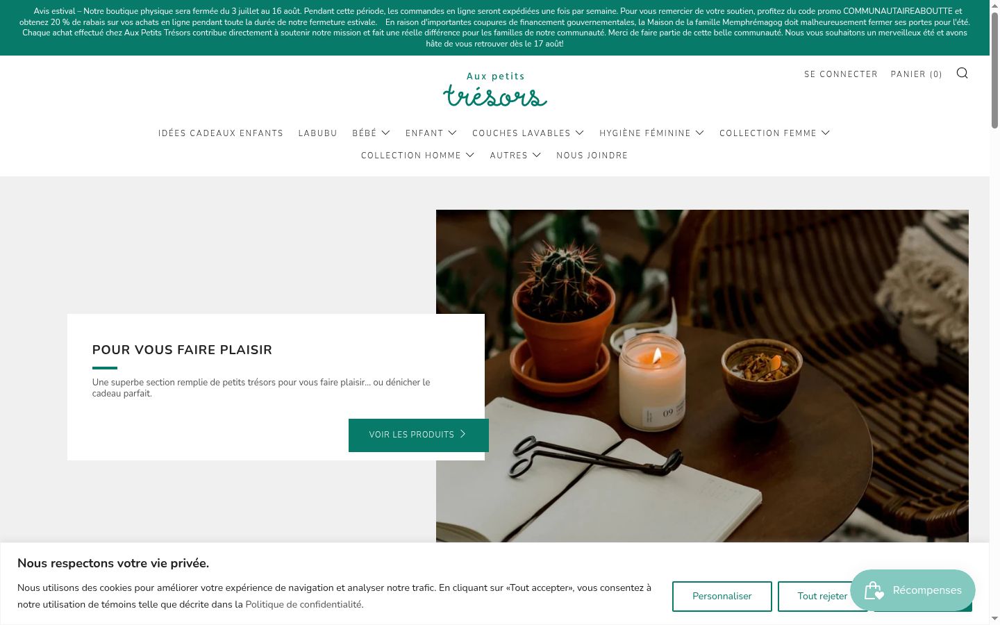Screenshot of the consent banner shown before any interaction