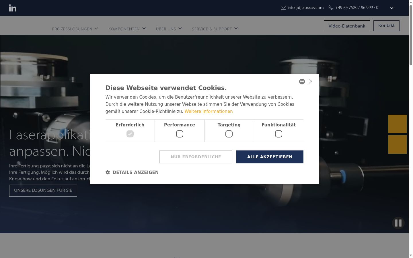 Screenshot of the consent banner shown before any interaction