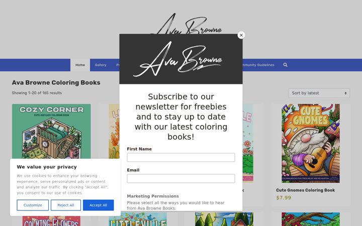 Screenshot of avabrowne.com