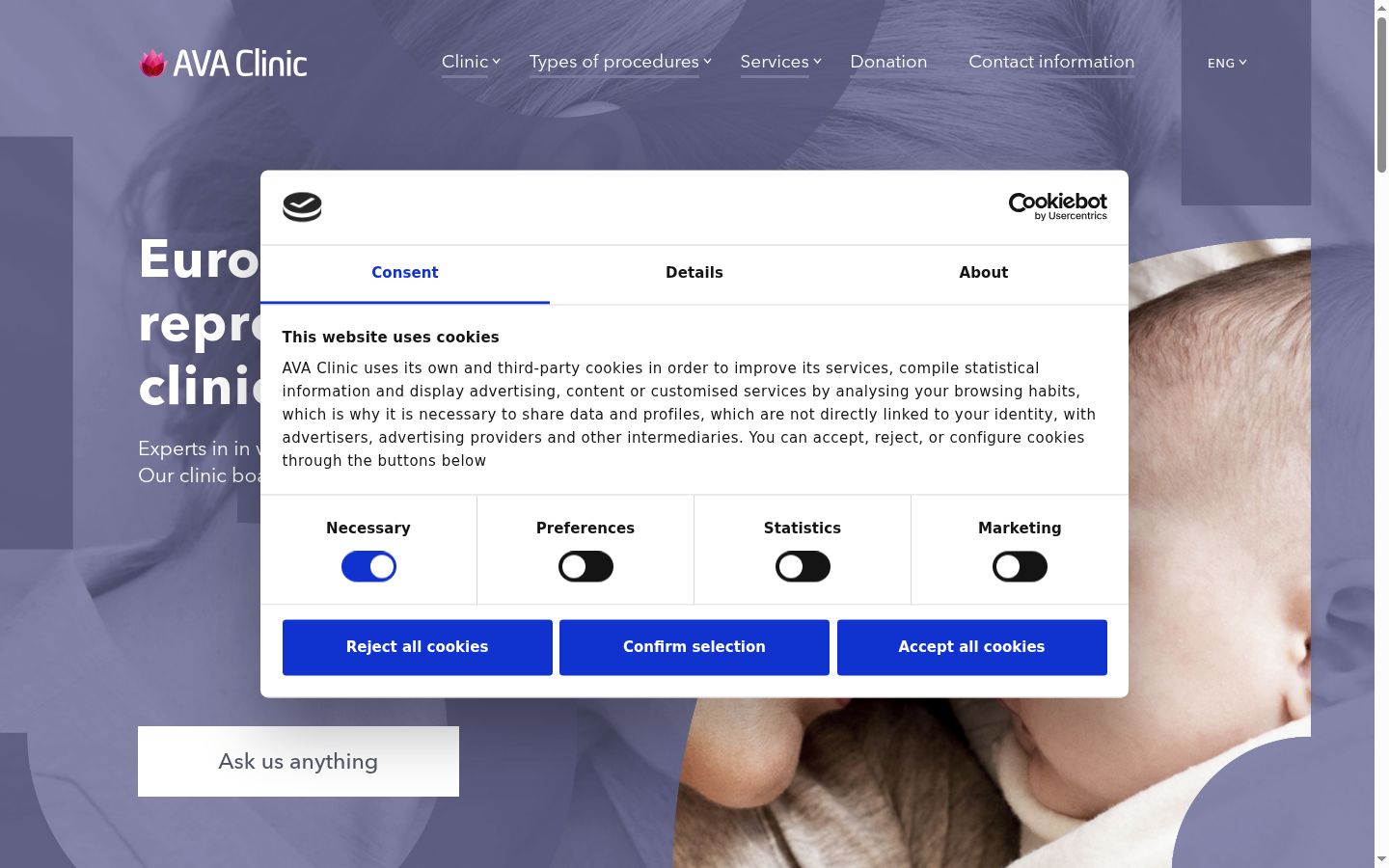 Snímka obrazovky banera súhlasu zobrazeného pred akoukoľvek interakciou