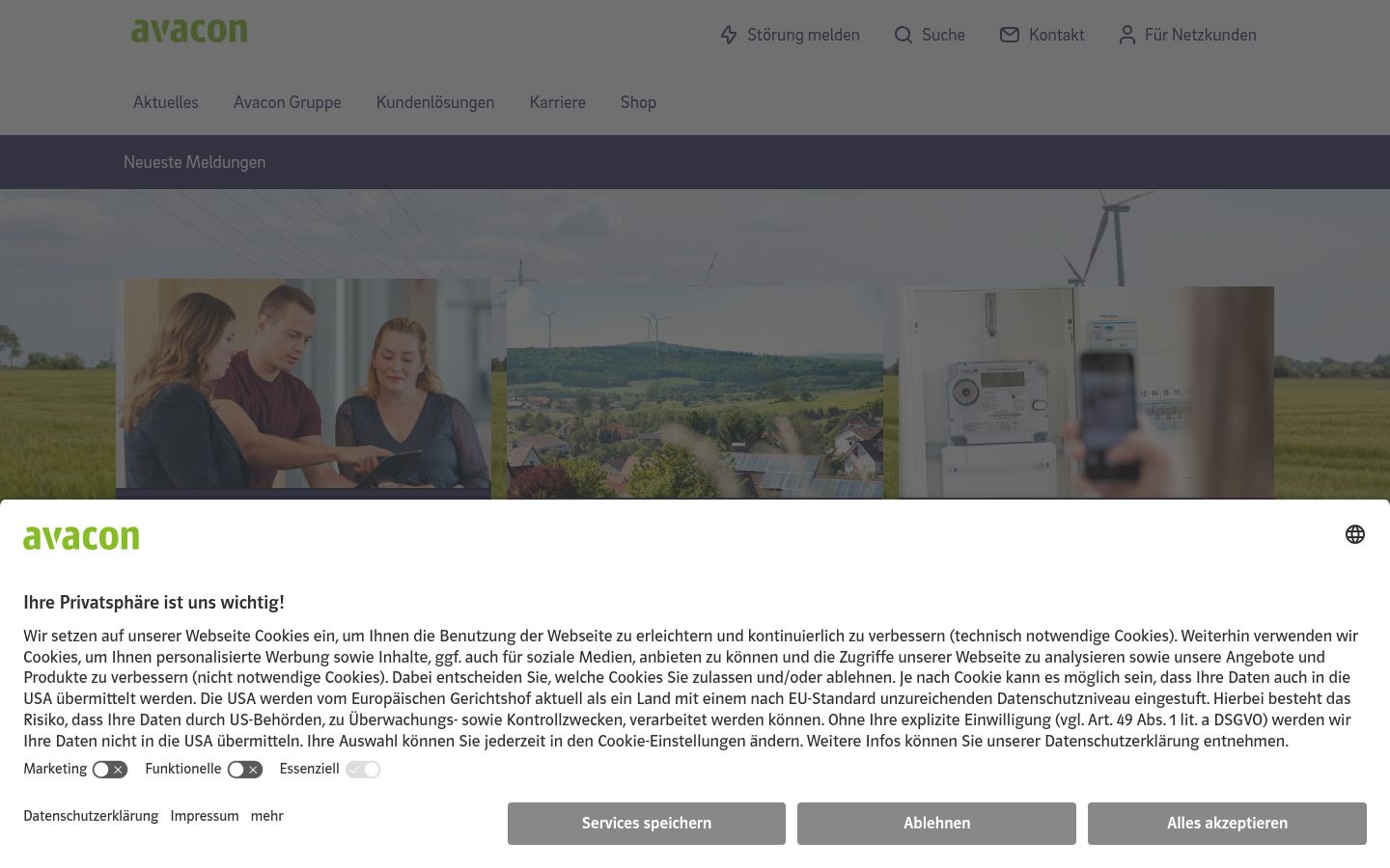 Screenshot of the consent banner shown before any interaction