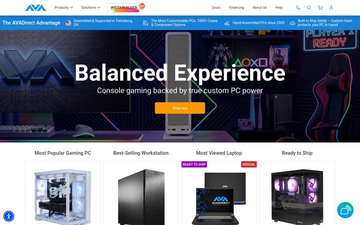 Screenshot of avadirect.com