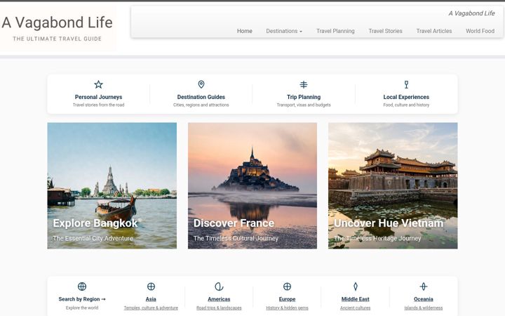 Screenshot of avagabondlife.net