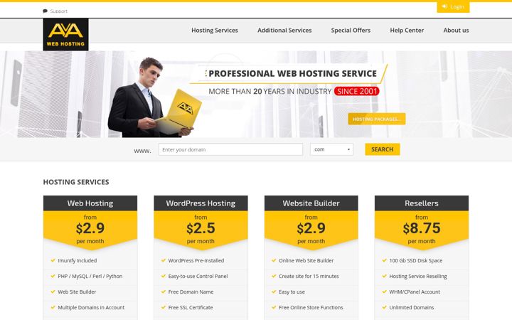 Screenshot of avahost.net