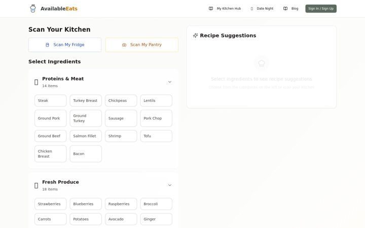Screenshot of availableeats.com