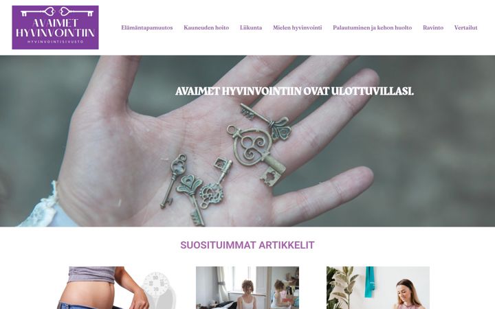 Screenshot of avaimethyvinvointiin.fi