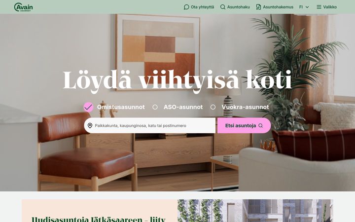 Screenshot of avainasunnot.fi