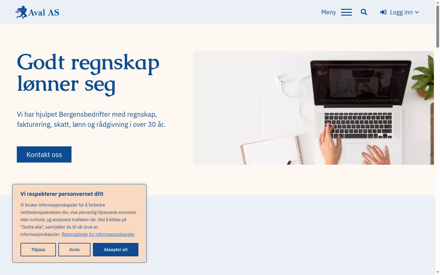 Skärmbild av samtyckesbannern som visades före någon interaktion