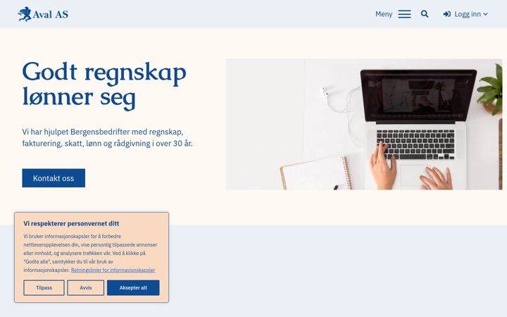 Screenshot stránky aval.no