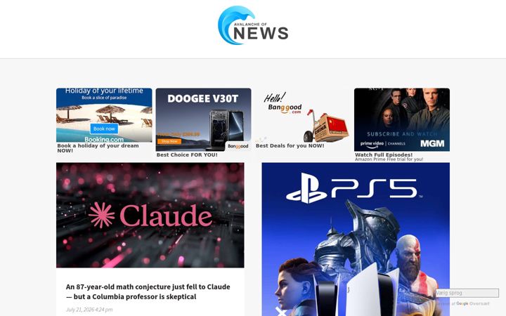 Ekrano kopija avalancheofnews.com