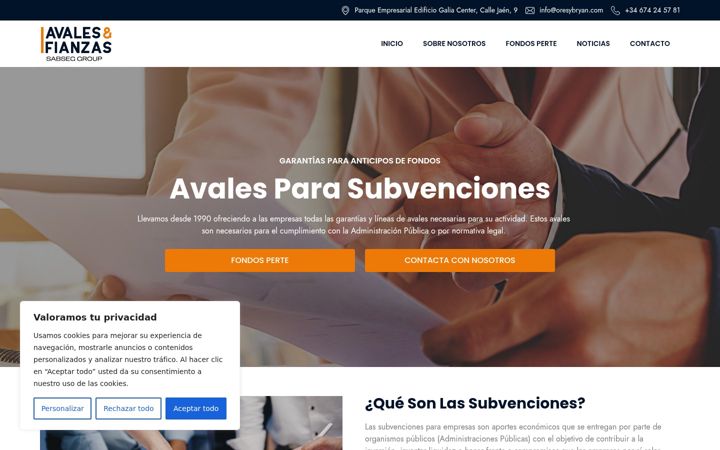 Screenshot di avalesdesubvencion.es