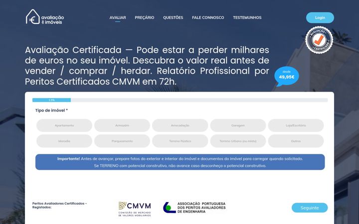 Screenshot of avaliacaoimoveis.pt