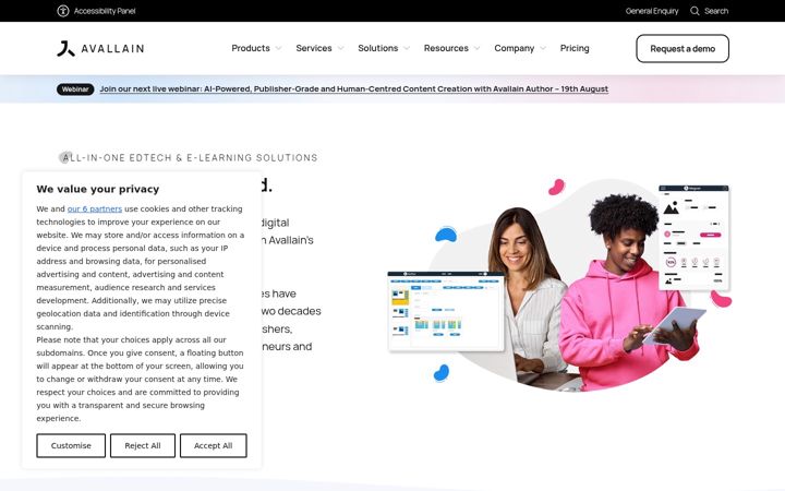 Screenshot of avallain.com