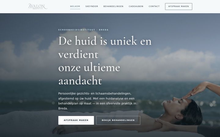 Screenshot di avalonbeautycare.nl