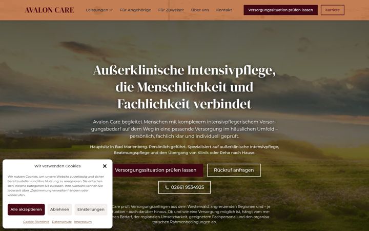 Screenshot of avaloncare.de