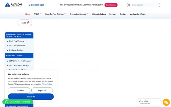 Screenshot of avaloncaretraining.co.uk
