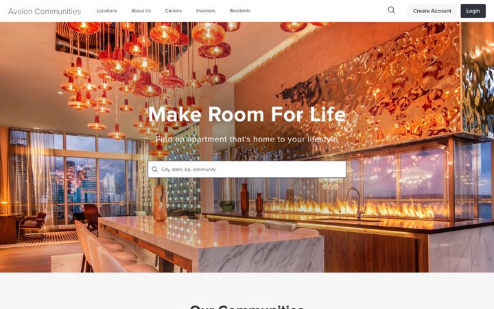 Screenshot of avaloncommunities.com