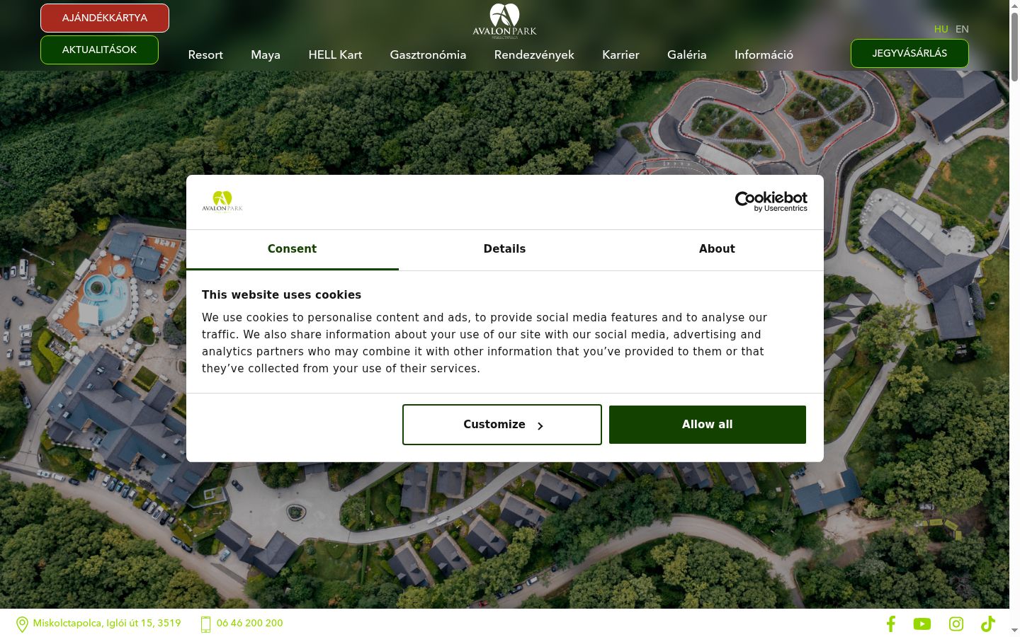 Screenshot of the consent banner shown before any interaction