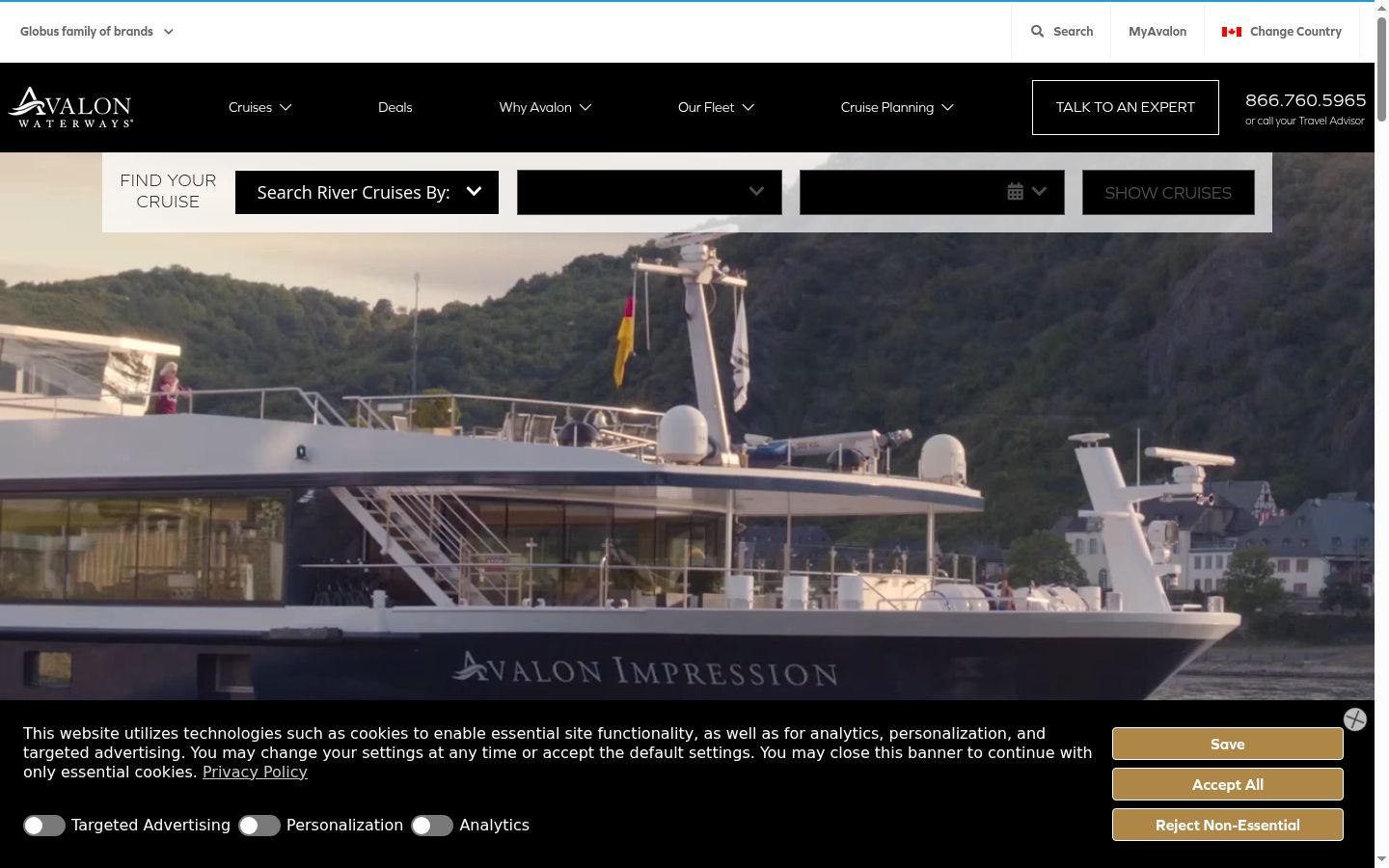 Screenshot of the consent banner shown before any interaction