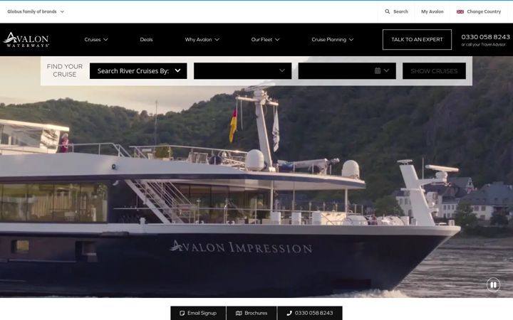 Screenshot of avalonwaterways.co.uk